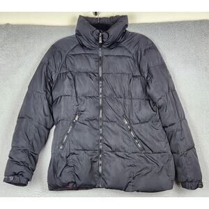 RAINFOREST Puffer Jacket Womens Large Black Softshell Lined Filled Zip Pockets